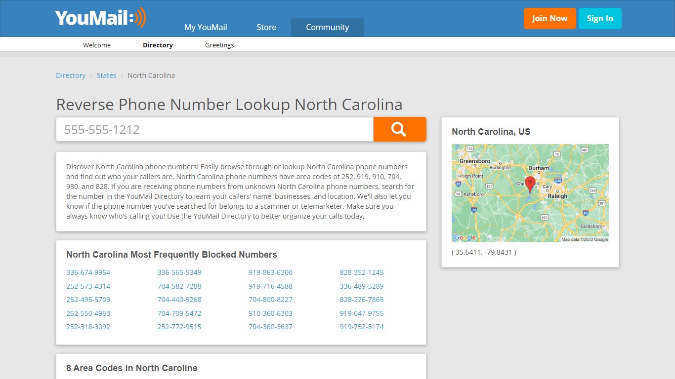 North Carolina Phone Numbers - Reverse Phone Number Lookup NC - YouMail